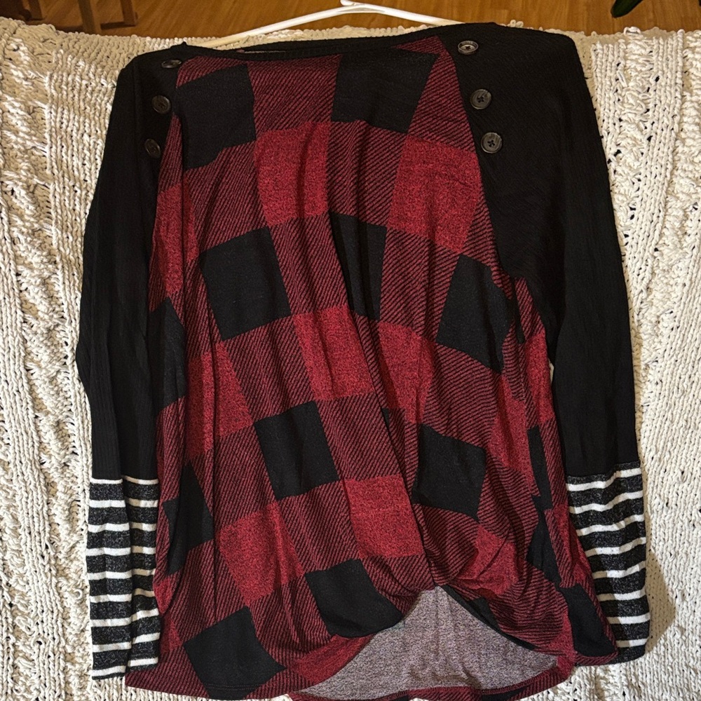 Maurices Red and Black Striped Sweater